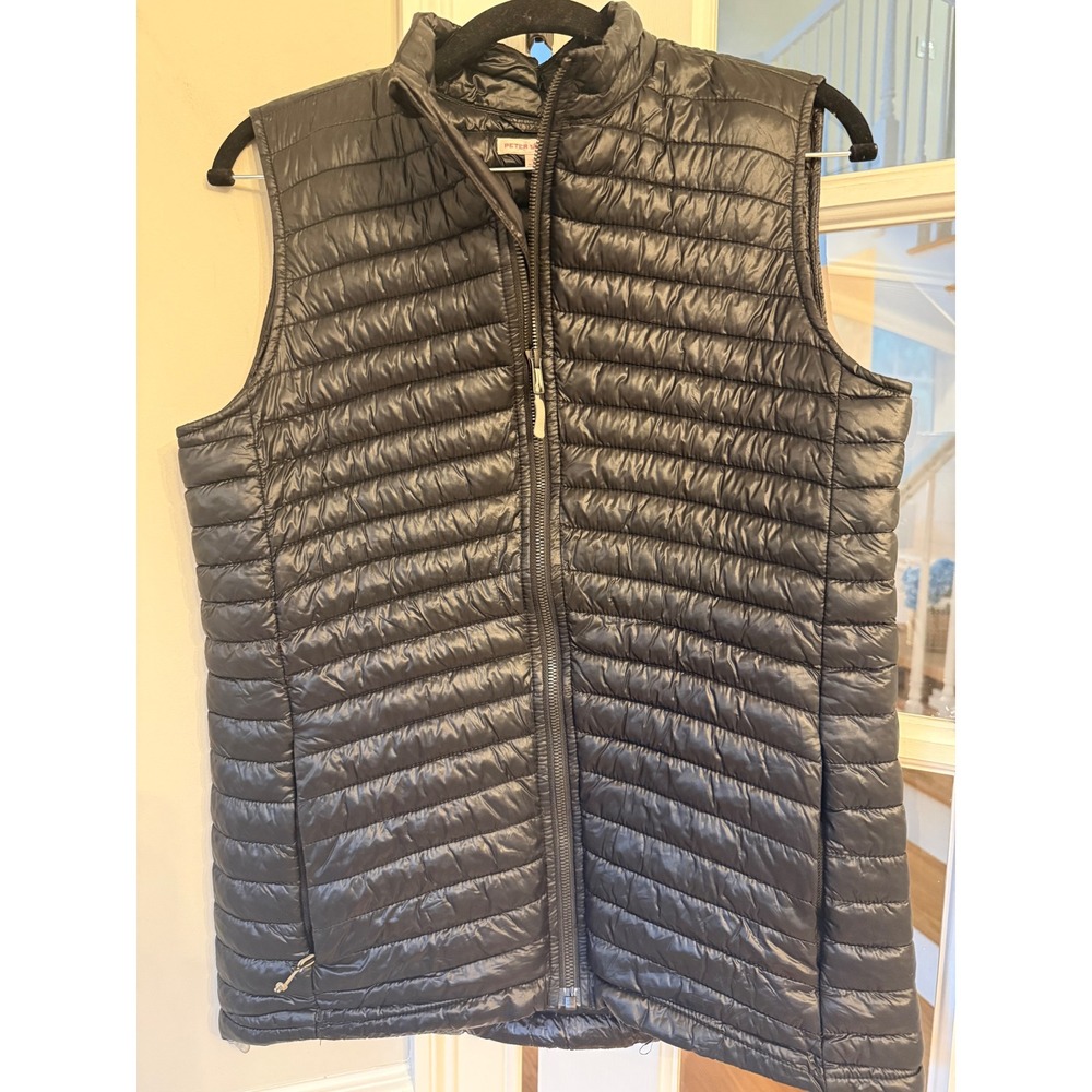 Peter Millar Mens Black Quilted Puffer Vest Full Zip Sleeveless Jacket Medium